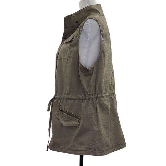 INTRO. Brown Utility Button Down Vest Jacket 1X - Picture 5 of 11